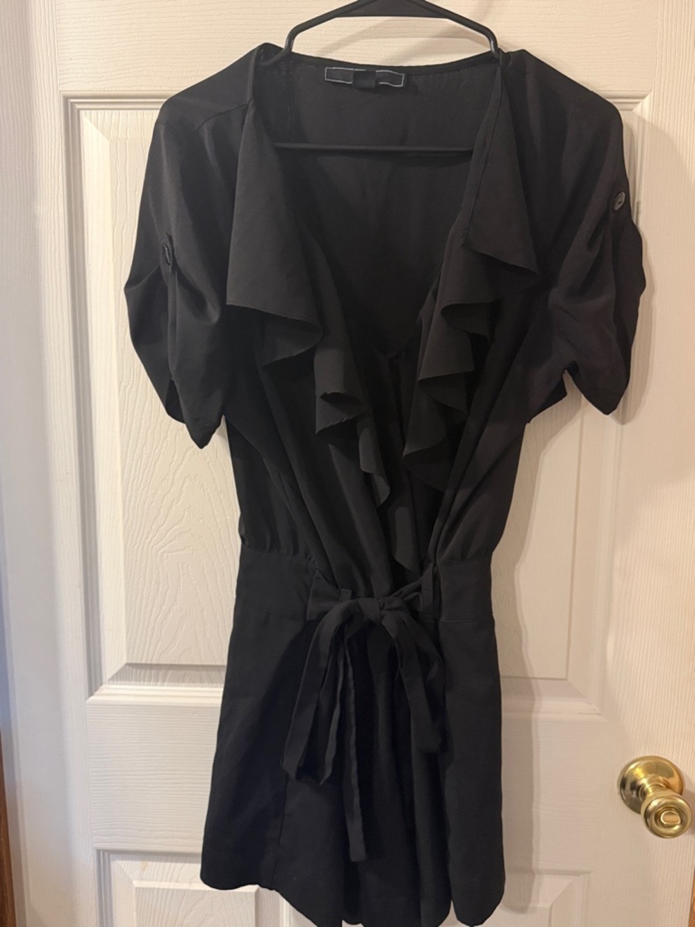 Forever 21 Black Ruffle-Front Tie-Waist Romper